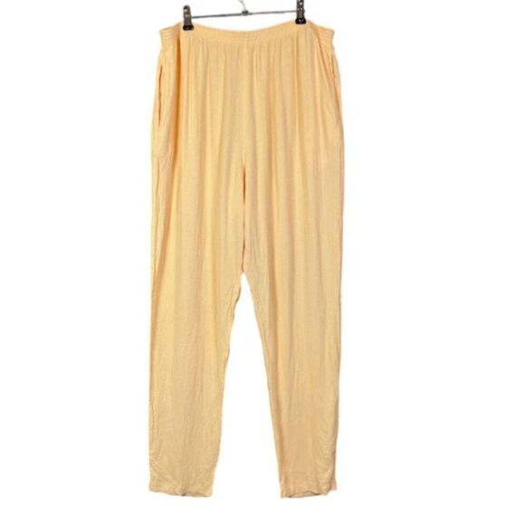 Diane von Furstenberg Vintage Pull On Pants Waffle Textured Yellow Size 1X - Picture 1 of 9